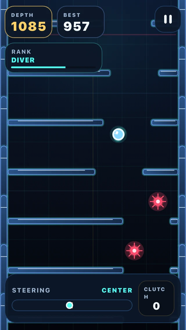 Tiltfall screenshot: advanced HUD gameplay