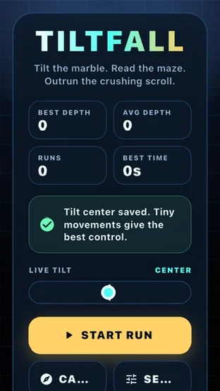 Tiltfall screenshot: new record progress