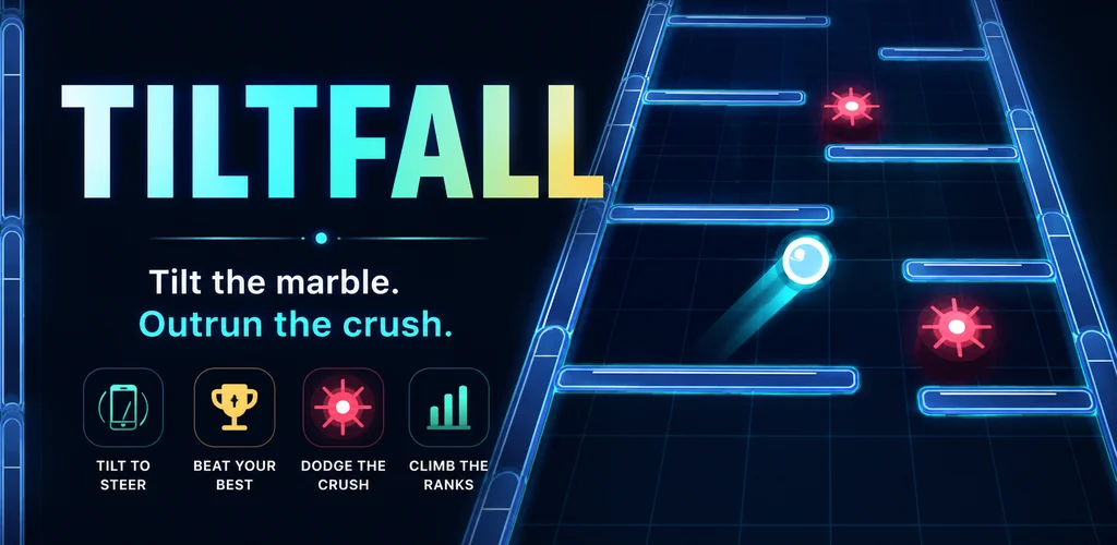 Tiltfall feature graphic showing the marble maze
